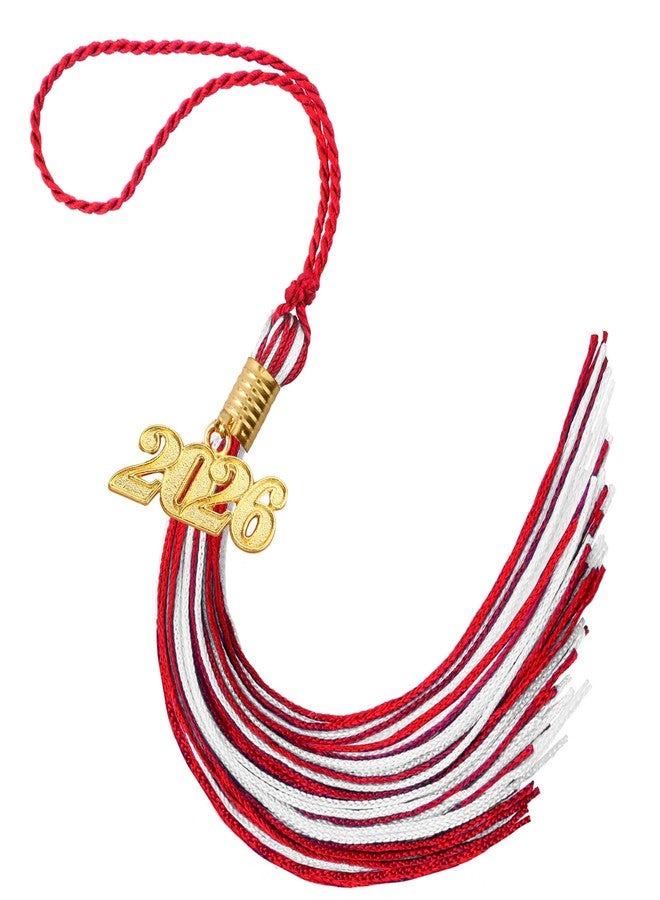 Nelisylux 2026 Tassel Graduation, Red and White Graduation Tassel, 2026 Tassel Charms for Graduations Cap Decorations, Tassels Memorial Grad Cords College High School Graduate Hat Ceremonies Accessories - Image 1